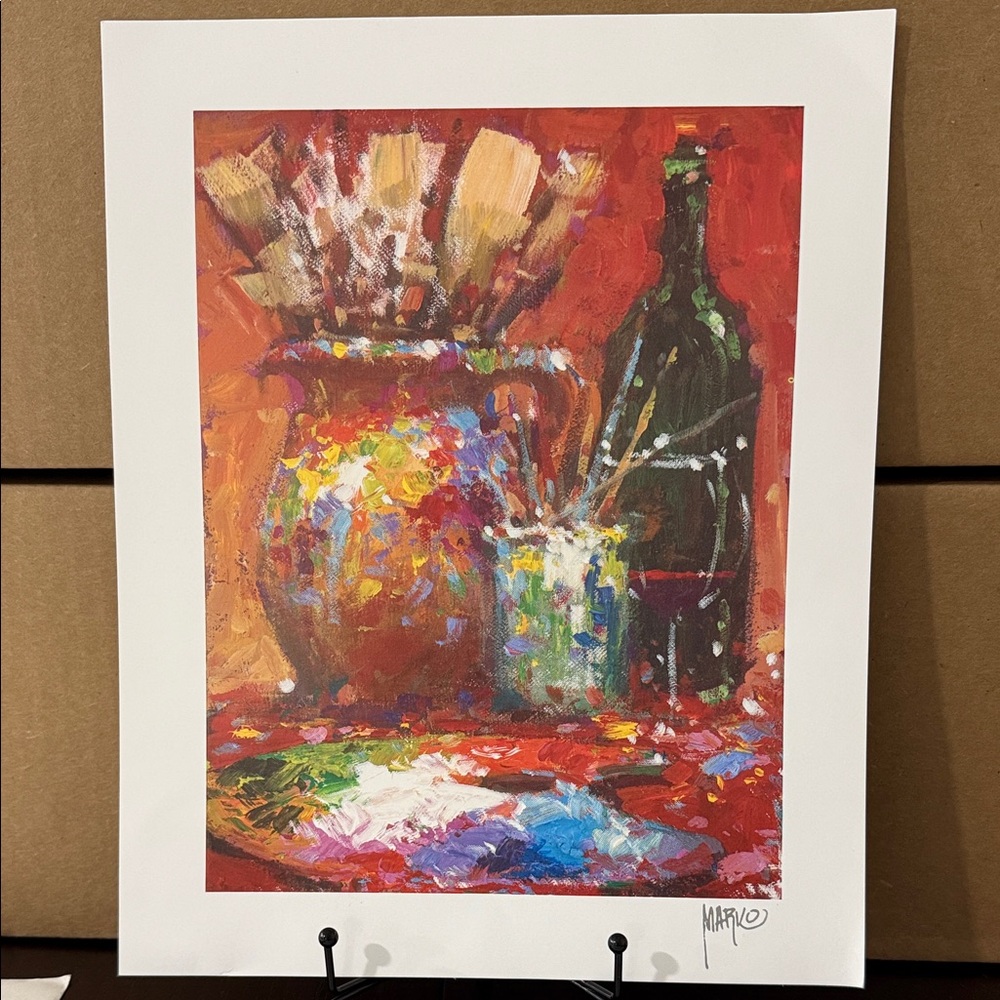 MARKO MAVROVICH RESTING IN THE STUDIO  SERIOLITHOGRAPH MODERN VIBRANT STILL LIFE